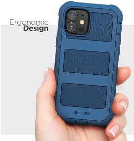 img 1 attached to 📱 Ultra-Protective Rugged Full-Body Holster Cover (Blue) - Encased BallisticShield Case with Belt Clip for iPhone 12/12 Pro (2020 Screenless Edition)