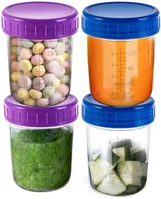 img 1 attached to 🍼 Jucoan 16 Pack Glass Baby Food Storage Jar - 6 oz, BPA Free, Reusable Containers with Colorful Lids & Marker, Microwave & Dishwasher Safe