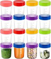 🍼 jucoan 16 pack glass baby food storage jar - 6 oz, bpa free, reusable containers with colorful lids & marker, microwave & dishwasher safe логотип