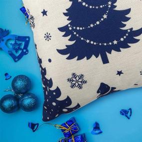 img 1 attached to ZJHAI Blue Christmas Pillow Covers 18x18 Inches - Festive Snowflake Design for Navy Christmas Decorations - Set of 4 Holiday Linen Pillow Cases for Sofa Couch and Outdoor Throw Pillows