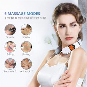 img 3 attached to 🧖 Portable Cordless Neck Massager with Heat - 6 Modes & 16 Levels for Deep Tissue Cervical Massage, Pain Relief & Relaxation at Home, Office, and Travel - Ideal Gift for Women and Men