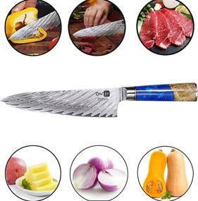 img 3 attached to 🔪 Dnifo Professional Sharp Kitchen Chef Knife 8 Inch: Damascus Steel Japanese Kitchen Knife with Full Tang, Half Bolster, Non-stick Blade and Anti-rusting Forged Cutlery