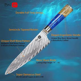 img 2 attached to 🔪 Dnifo Professional Sharp Kitchen Chef Knife 8 Inch: Damascus Steel Japanese Kitchen Knife with Full Tang, Half Bolster, Non-stick Blade and Anti-rusting Forged Cutlery