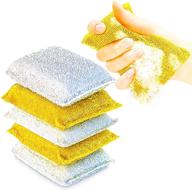 🧽 spongenator dual-color kitchen scrub sponges - heavy duty non-scratch cleaning tools in gold & silver - multi-surface non-metal dish scourers for fast clean-up (pack of 6) logo