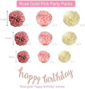 img 3 attached to Optimized Search: Flower Pom Poms, Circle Garland & Happy Birthday Banner in Rose Gold Pink - Ideal Party Decorations for Women and Girls