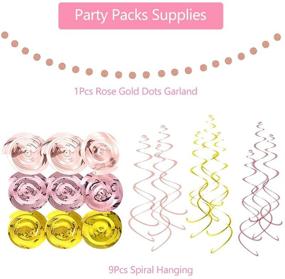 img 2 attached to Optimized Search: Flower Pom Poms, Circle Garland & Happy Birthday Banner in Rose Gold Pink - Ideal Party Decorations for Women and Girls