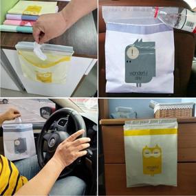 img 3 attached to Convenient Portable Car Trash Bag Vomiting Bag 30 Pcs Set - Sticky Waste Bags, Removable Trash Can for Auto Car/Office/Babyroom/Study Room/Kitchen (2 Colors: Pink+Green & Yellow Purple)