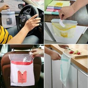 img 2 attached to Convenient Portable Car Trash Bag Vomiting Bag 30 Pcs Set - Sticky Waste Bags, Removable Trash Can for Auto Car/Office/Babyroom/Study Room/Kitchen (2 Colors: Pink+Green & Yellow Purple)