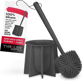 img 4 attached to 🚽 Tyroler Bright Tools: Silicone Toilet Brush Set with Anti-Stick Bristles - Universal Fit for All Toilets & Bathrooms (Gray)