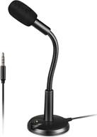 🎙️ plug & play 3.5mm computer microphone: home studio condenser mic for desktop/laptop/notebook | recording for youtube, podcasting, gaming, online chatting | black logo