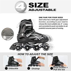 img 3 attached to 🌟 Cunmucu Adjustable Roller Blades Skates: All Illuminating Wheels for Girls Boys Kids, Women Men Adults - Perfect Outdoor Beginner Inline Skates with Patines para Mujer