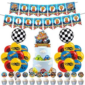 img 4 attached to 🏎️ Hot Wheels Wild Racer Themed Birthday Party Supplies: Cake Topper, Banner, Balloons, Aluminum Film Balloon Kit