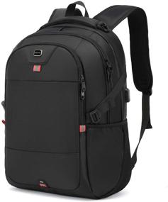 img 4 attached to Лучший рюкзак для ноутбука 17 дюймов: водонепроницаемый, прочный с USB-портом для зарядки - идеальный подарок для студентов и путешественников (17 дюймов, черный)