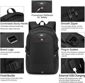 img 2 attached to Лучший рюкзак для ноутбука 17 дюймов: водонепроницаемый, прочный с USB-портом для зарядки - идеальный подарок для студентов и путешественников (17 дюймов, черный)