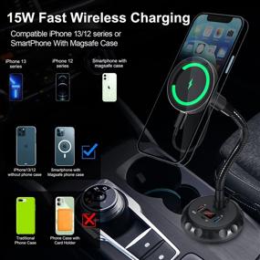 img 2 attached to 📱 Piosoo Cup Holder Phone Mount: 15W Mag-Safe Wireless Car Charger with 3 Ports 54W Qi Fast Charging + Auto-Alignment Magnetic Phone Holder for iPhone 13/12 Series/Mag-Safe