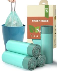 img 4 attached to 🗑️ 125 Count Small Trash Bags, 2 Gallon Strong Drawstring Mini Garbage Bags for Bathroom Can, Bedroom, Office, Kitchen - Fits 10 L, 2, 2.5, 3 Gallon Bins + Code R