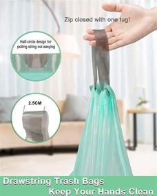 img 2 attached to 🗑️ 125 Count Small Trash Bags, 2 Gallon Strong Drawstring Mini Garbage Bags for Bathroom Can, Bedroom, Office, Kitchen - Fits 10 L, 2, 2.5, 3 Gallon Bins + Code R