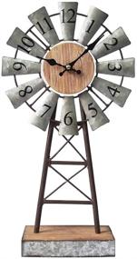 img 4 attached to 🕰️ Vintage Galvanized Windmill Table Clock: Farmhouse Kitchen Decor with Rustic Charm