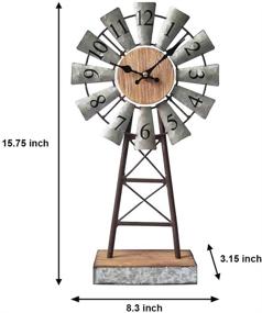 img 3 attached to 🕰️ Vintage Galvanized Windmill Table Clock: Farmhouse Kitchen Decor with Rustic Charm