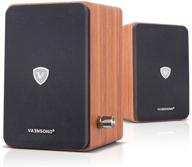 enhance your audio experience with vaensong jt009 woodiness 2.0 channel computer speakers - usb powered, surround sound, enhanced bass, easy-access volume control - ideal for desktop or laptops pc (brown) logo