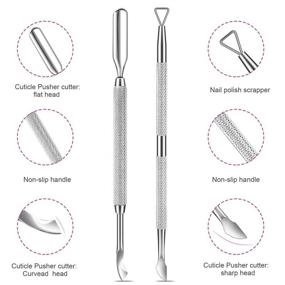 img 2 attached to 💅 Premium Cuticle Pusher and Gel Polish Remover Set with Nail Files: Professional Grade Stainless Steel Cuticle Remover and Pedicure Manicure Tools for Fingernails and Toenails - Silver