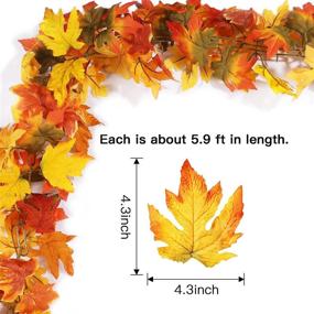 img 3 attached to 🍁 WUKOKU 1 Pack Fall Chain Garland Maple Leaf 5.9ft Artificial Autumn Leaves Garland Decorations for Outdoor Thanksgiving Halloween (Yellow)