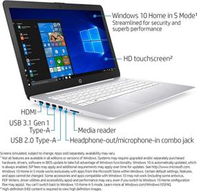 img 3 attached to 💻 HP Stream 14-Inch Touchscreen Laptop: AMD Dual-Core A4-9120E, 4GB RAM, 64GB eMMC, Windows 10 Home in S Mode + Office 365 1-Year (14-ds0110nr, Diamond White)