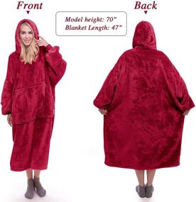 img 3 attached to Wearable Blanket Hoodie for Women - Cozy Oversized Blanket Sweatshirt with Sleeves, Giant Pocket - Burgundy