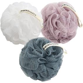 img 4 attached to Revitalize Your Skin with MainBasics Bath Shower Loofah Sponge Pouf Body Scrubber Exfoliator (Set of 3)