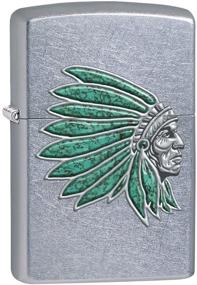 img 1 attached to 🔥 Zippo Lighter: Indian Head in Street Chrome Finish - Model 76515