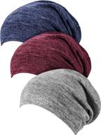 🌙 satinior satin lined sleep cap: 3 piece set of slouchy beanie slap hats logo