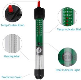 img 1 attached to 🐠 Uniclife Submersible Aquarium Heater with Electronic Thermostat - Preset for 5-50 Gallon Fish Tank, 25W/50W/100W/200W Options