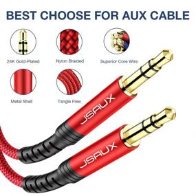 img 2 attached to 🔴 JSAUX AUX Cable, [4ft/2Pack- Copper Shell, Hi-Fi Sound] 3.5mm TRS Auxiliary Audio Cable Nylon Braided Aux Cord Compatible for Car/Home Stereos, Speaker, Headphones, Sony, Echo Dot, Beats - Red