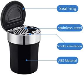 img 3 attached to 🚬 Portable Smokeless Smoking Stand Cylinder Cup Holder with Blue LED Light - Auto Car Ashtray (Silver-Black)