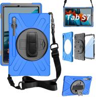 💙 zenrich galaxy tab s7 case 2020, sm-t870/t875/t876 case 11 inch with s pen holder - shockproof case with screen protector, stand, hand strap, and shoulder belt for samsung galaxy tab s7 11 inch, blue logo