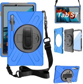 img 4 attached to 💙 ZenRich Galaxy Tab S7 Case 2020, SM-T870/T875/T876 Case 11 Inch with S Pen Holder - Shockproof Case with Screen Protector, Stand, Hand Strap, and Shoulder Belt for Samsung Galaxy Tab S7 11 Inch, Blue