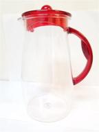 🏺 84 oz. large acrylic clear plastic pitcher with lid & spout - bpa-free, shatter-proof - ideal for iced tea, sangria, lemonade, and more - cool red handle & lid included logo