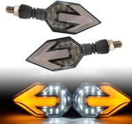 🏍️ toribio motorcycle indicators: flowing turn signal lights for harley, honda, kawasaki, yamaha, suzuki & bmw - white & yellow - 2pcs logo