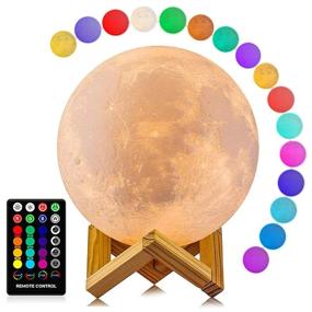 img 3 attached to LOGROTATE Moon Lamp, 16 Colors LED Night Light 3D Printing Moon Light with Stand &amp; Remote/Touch Control and USB Rechargeable, Moon Light Lamps for Kids, Friends, Lover, Birthday Gifts - Diameter 4.8 INCH