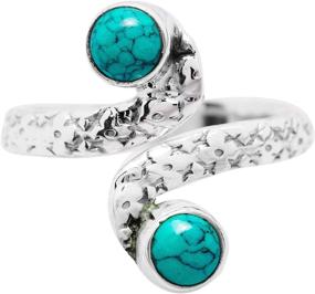img 1 attached to Sterling Synthetic Turquoise Adjustable Knuckle