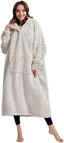 img 4 attached to Cozy Sherpa Wearable Blanket Hoodie for Adults Women Men Kids - Gift Idea, Hooded Snuggle Blanket - Oversized Blanket Sweatshirt, Super Warm & Light Weight in Brown Over-Length