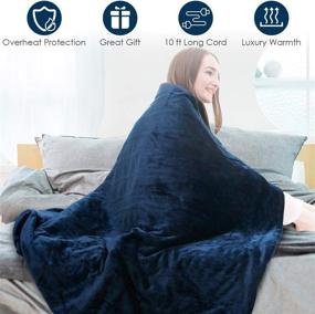 img 1 attached to ETL Certified Electric Heated Throw Blanket with Fast Heating, 3 Heat Settings, Auto Shut Off, Washable - Navy Blue (50''x60'')