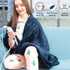 img 3 attached to ETL Certified Electric Heated Throw Blanket with Fast Heating, 3 Heat Settings, Auto Shut Off, Washable - Navy Blue (50''x60'')