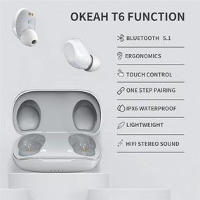 img 3 attached to OKEAH TWS Wireless Earbuds Mini: Bluetooth 5.1, Fast Charging, IPX6 Waterproof, Touch Control, Noise Cancelling - T6 White