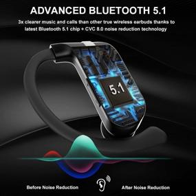 img 2 attached to 🎧 Улучшенные беспроводные наушники с Bluetooth 5.1 с глубоким басом, шумоподавлением и защитой от воды IP7 - идеально подходят для бега и спортивных мероприятий - 40 часов воспроизведения