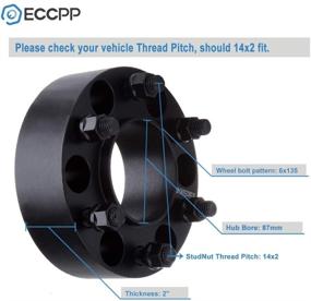 img 3 attached to 🔧 ECCPP 4шт 6 отверстий 50мм дисковых проставки: Хабцентрические 2" 6x135 to 6x135 87мм 14x2.0 для Navigator, Expedition, F-150 (2003-2014)