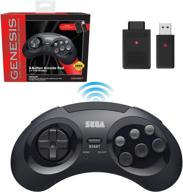 🕹️ retro-bit sega genesis 2.4 ghz wireless controller: arcade pad with 8 buttons, compatible with sega genesis original/mini, switch, pc, mac - includes 2 receivers & storage case - black logo