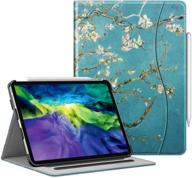 🌸 fintie ipad pro 11" 2021 & 2020 case with pencil holder: blossom design, multi-angle viewing stand cover, apple pencil 2nd gen charging support, auto sleep/wake, pocket included logo