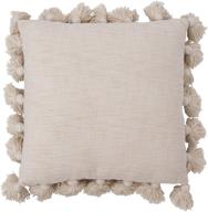 luxurious cream square cotton pillow with tassels by creative co-op: elevate your home décor logo