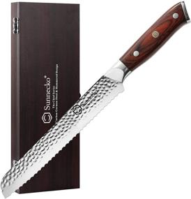 img 4 attached to 🔪 Sunnecko 8 Inch Serrated Bread Knife - German High Carbon Stainless Steel with Wood Handle Gift Box - Professional Knife for Homemade Bread - Razor Sharp & Durable